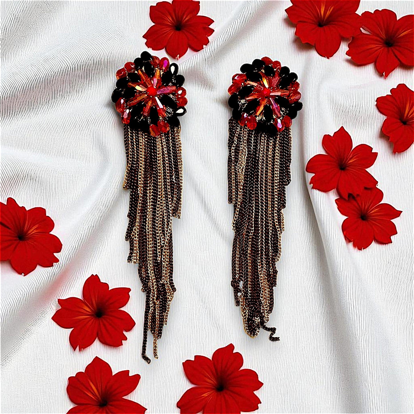 Korean Rice Bead Danglers Red Earrings bead Ear Rings Earrings party Trincket Jewellry Jewelry Jewellery