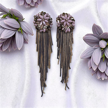 Korean Rice Bead Danglers Grey Earrings bead Ear Rings Earrings party Trincket Jewellry Jewelry Jewellery