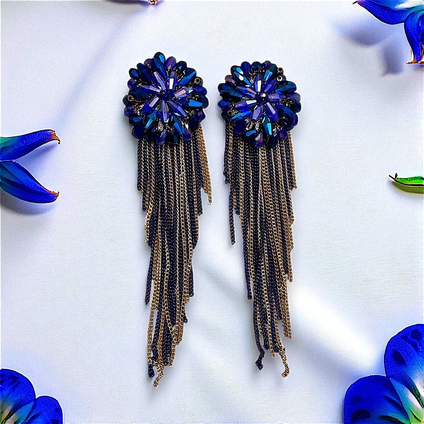 Korean Rice Bead Danglers Blue Earrings bead Ear Rings Earrings party Trincket Jewellry Jewelry Jewellery