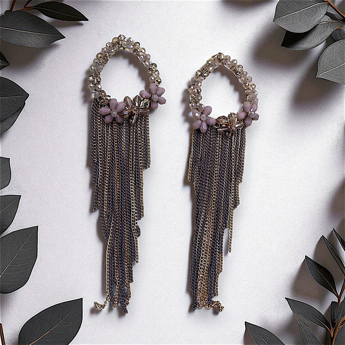 Long Length Korean Danglers Grey Earrings bead Ear Rings Earrings party Trincket Jewellry Jewelry Jewellery