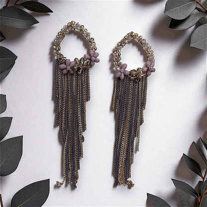 Long Length Korean Danglers Grey Earrings bead Ear Rings Earrings party Trincket Jewellry Jewelry Jewellery