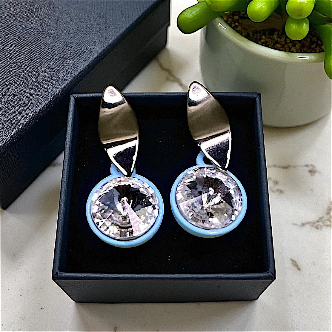 Cute Little Glass Bead Earrings Light Blue Earrings casuals Ear Rings Earrings office Trincket Jewellry Jewelry Jewellery