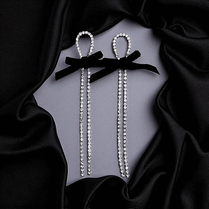 White Stone Black Bow Fancy Earrings Black Earrings Ear Rings Earrings party Trincket Jewellry Jewelry Jewellery