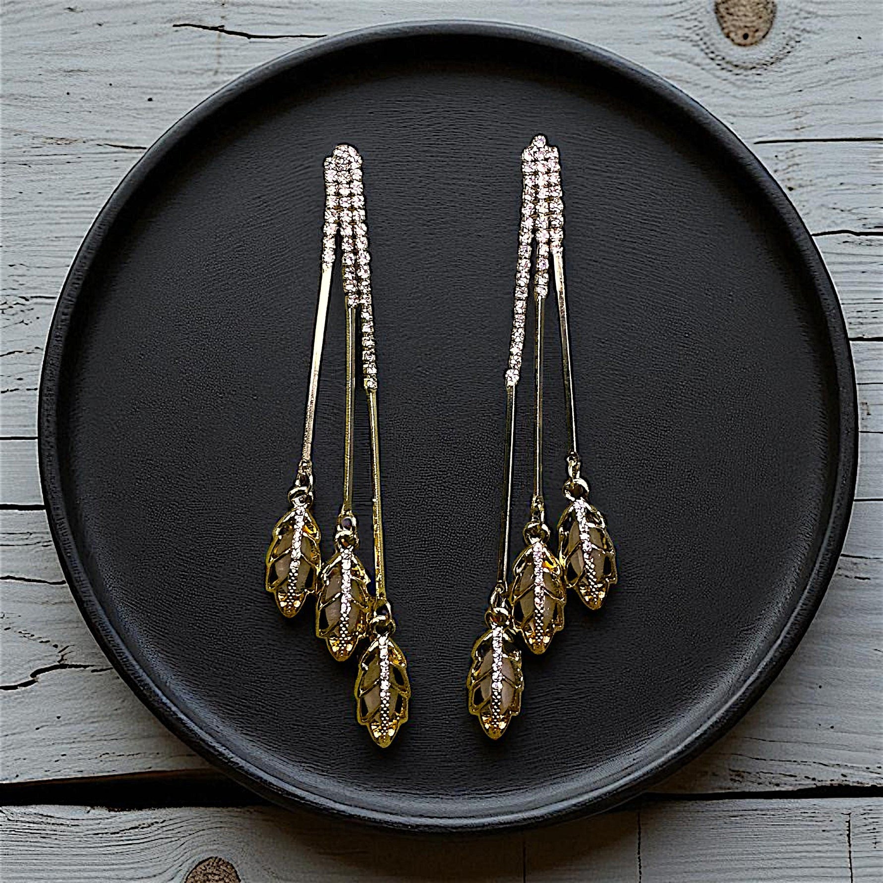 Trio Leaf Fancy Earrings - Perfect Party Accessory Earrings Ear Rings Earrings ethnic party Trincket Jewellry Jewelry Jewellery