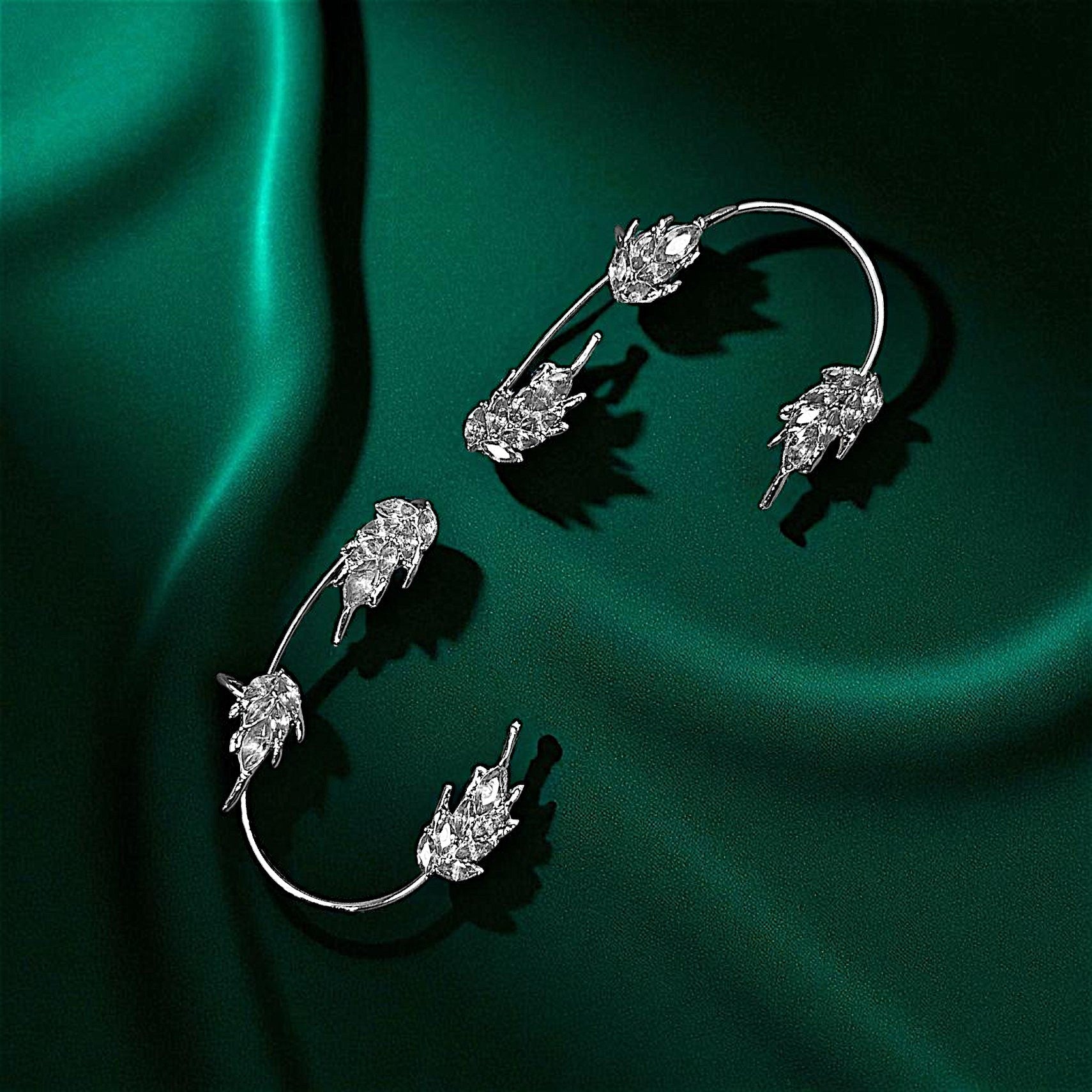 American Diamond Earcuffs Silver Earrings AD Ear Rings Earrings ethnic party Trincket Jewellry Jewelry Jewellery
