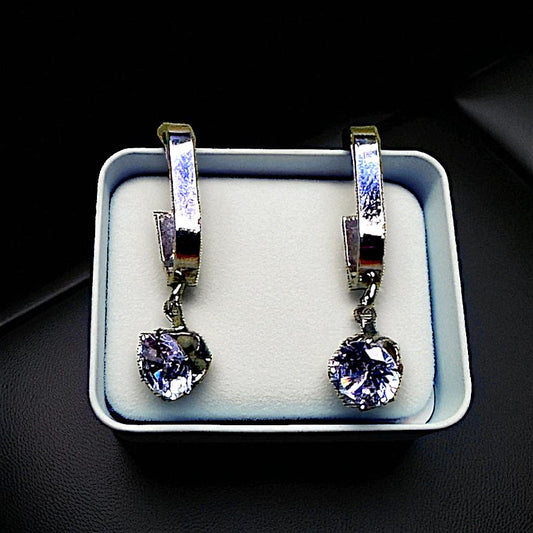 Round Glass Stone Tops Silver Earrings casuals Ear Rings Earrings office party Trincket Jewellry Jewelry Jewellery