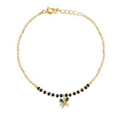 Silver Green Butterfly Mangalsutra Bracelet