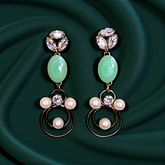 Stone and Beads studded Earrings Light Green Earrings bead Ear Rings Earrings ethnic party Trincket Jewellry Jewelry Jewellery