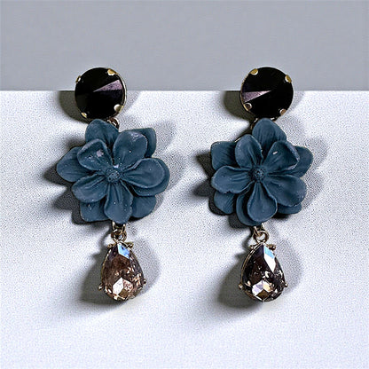 Matt Finish Sea Green Flower Stone Earrings sea green Earrings Ear Rings Earrings ethnic party Trincket Jewellry Jewelry Jewellery