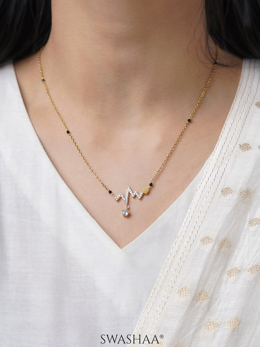 Inara Heartbeat Dangling Diamond Star Charm 18K Gold Plated Mangalsutra