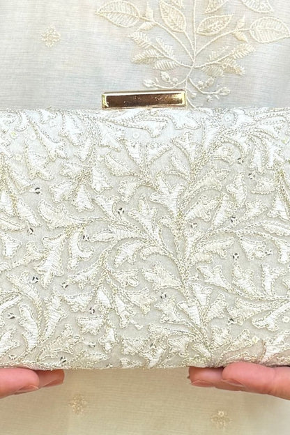 Inaya Embroidered Clutch - Ivory