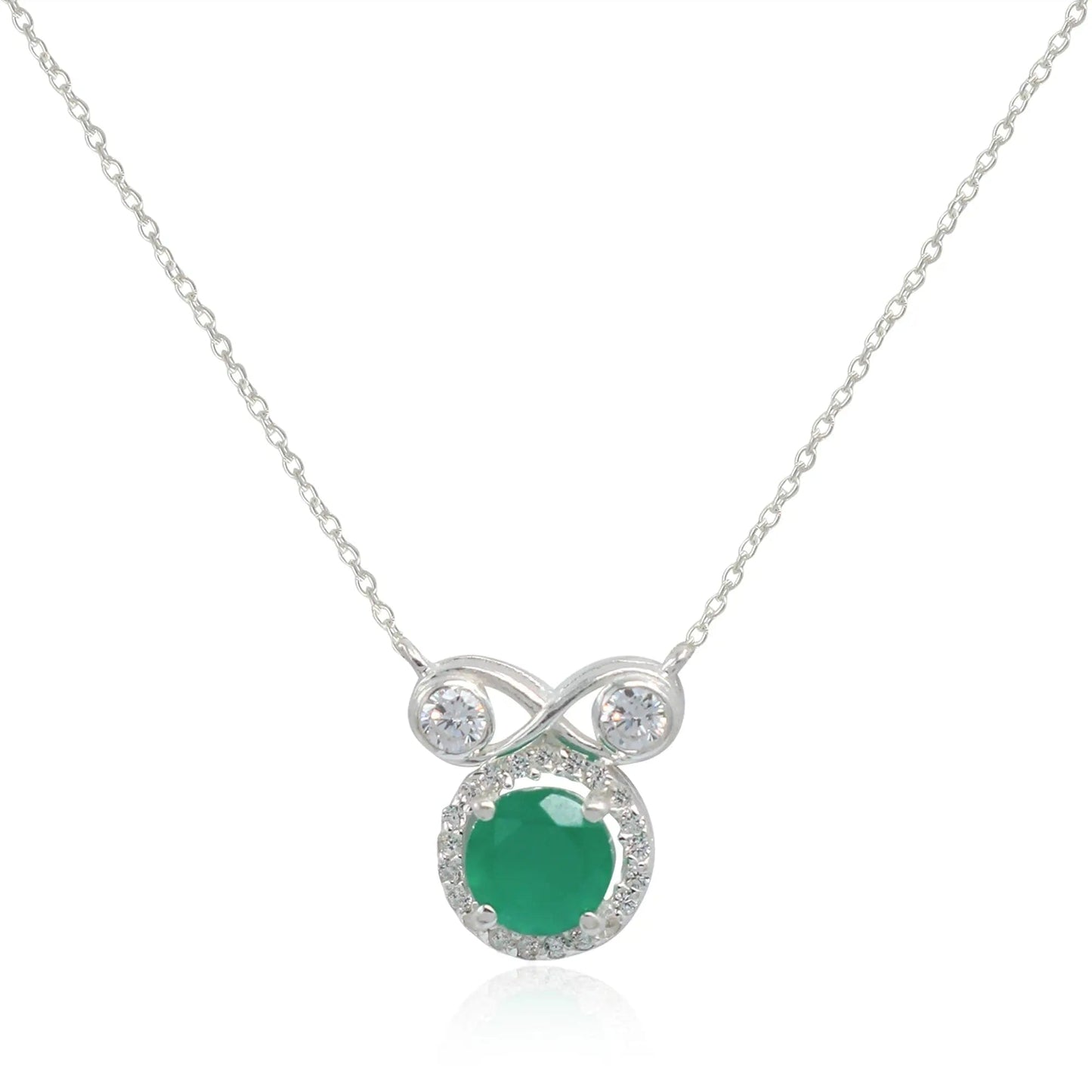 Infinity Silver 92.5 Green Mangalsutra Necklace