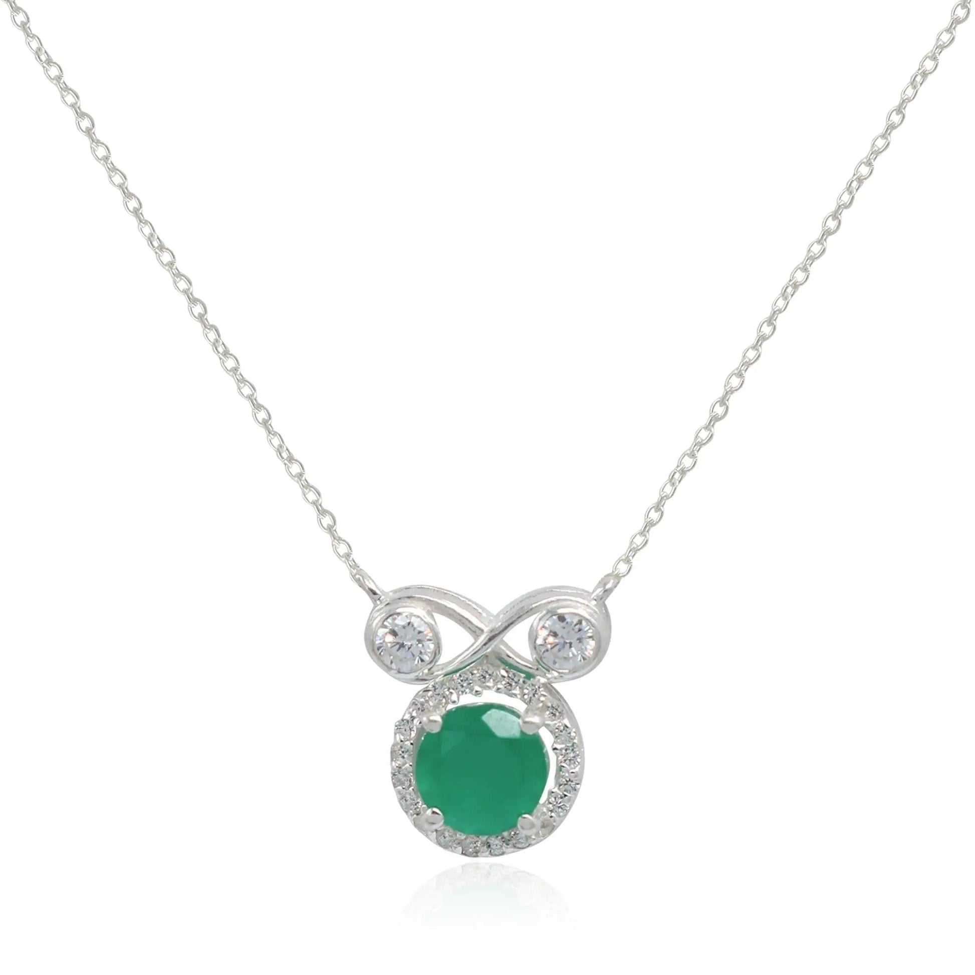 Infinity Silver 92.5 Green Mangalsutra Necklace