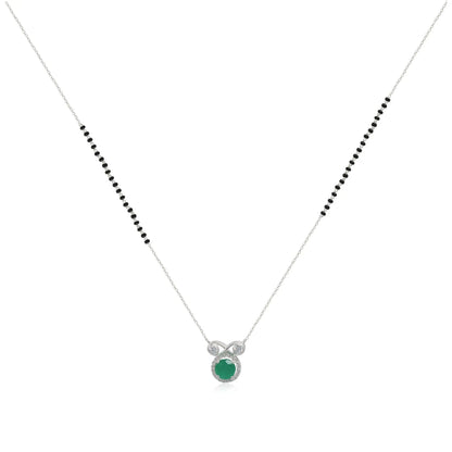 Infinity Silver 92.5 Green Mangalsutra Necklace