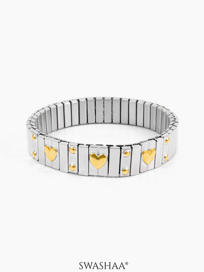 Ishra Silver Tone Link Gold-Tone Heart Loose Bracelet