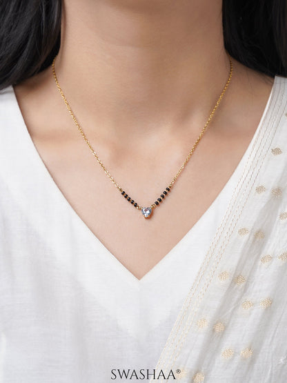 Ivana Heart Shaped Diamond Solitaire 18K Gold Plated Mangalsutra