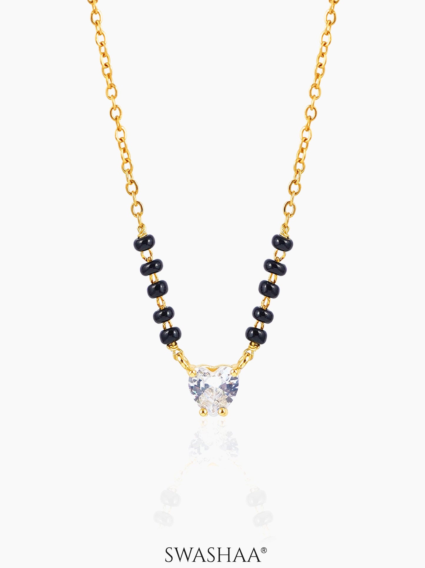Ivana Heart Shaped Diamond Solitaire 18K Gold Plated Mangalsutra