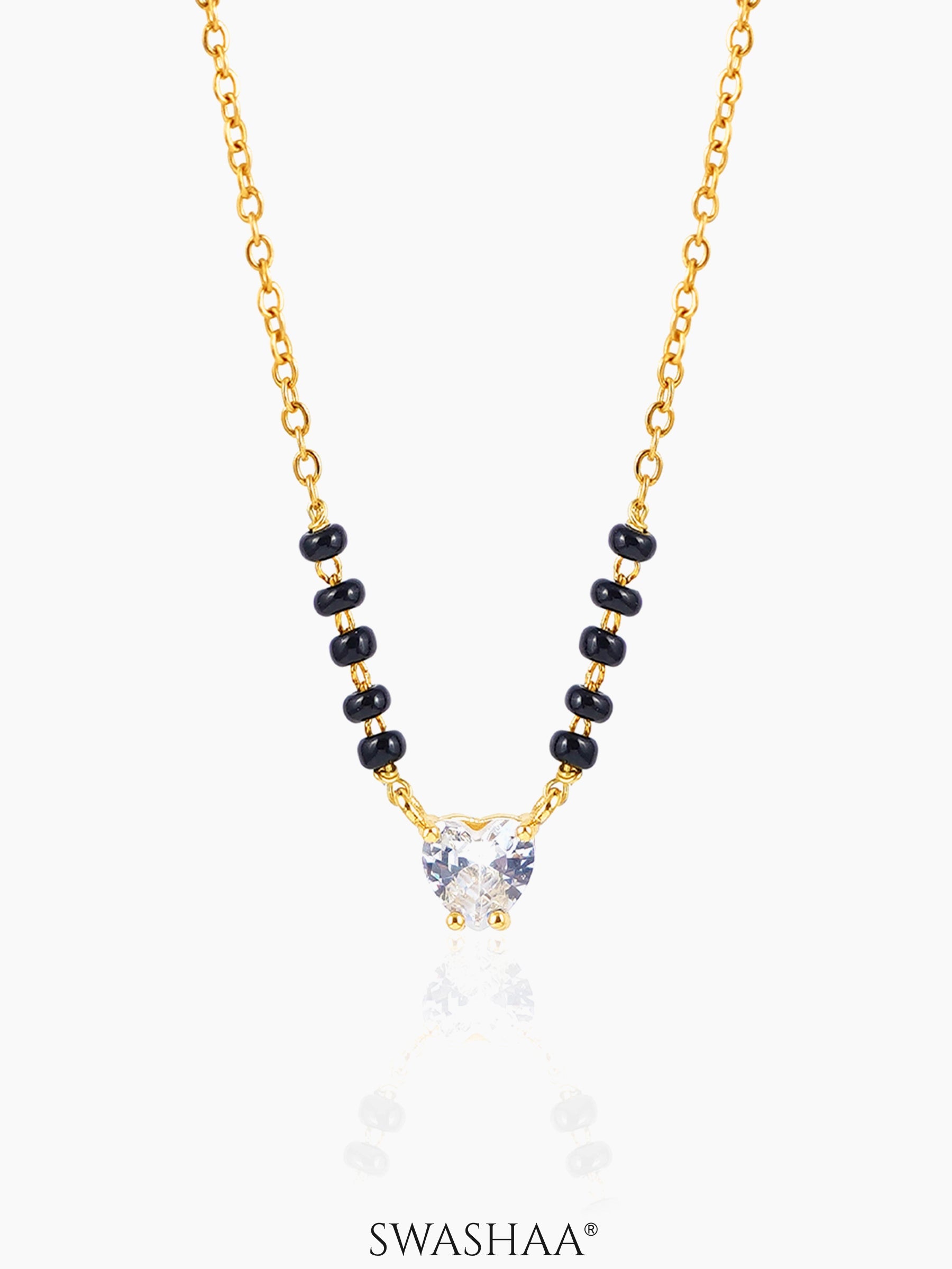 Ivana Heart Shaped Diamond Solitaire 18K Gold Plated Mangalsutra