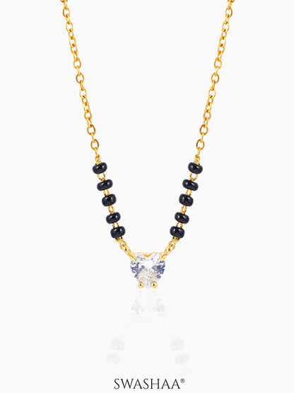 Ivana Heart Shaped Diamond Solitaire 18K Gold Plated Mangalsutra