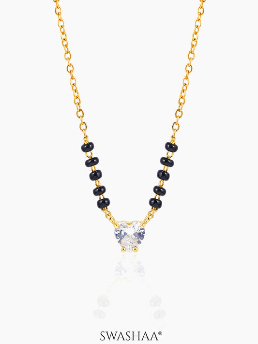 Ivana Heart Shaped Diamond Solitaire 18K Gold Plated Mangalsutra