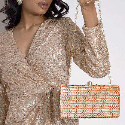 Laira Peach Sequin Clutch