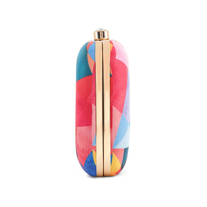 Berry Curacao Multicolour Printed Clutch