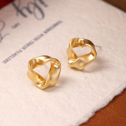 Matte Gold Twisted Ribbon Stud Earrings JLT10046