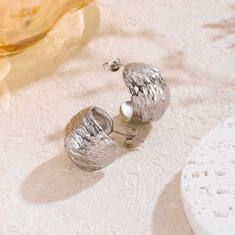 Sliver C Shaped Pin Earrings JLT11480