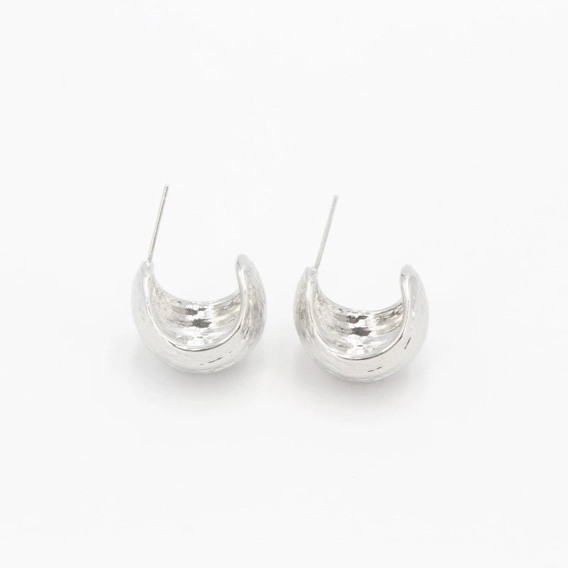 Sliver C Shaped Pin Earrings JLT11480