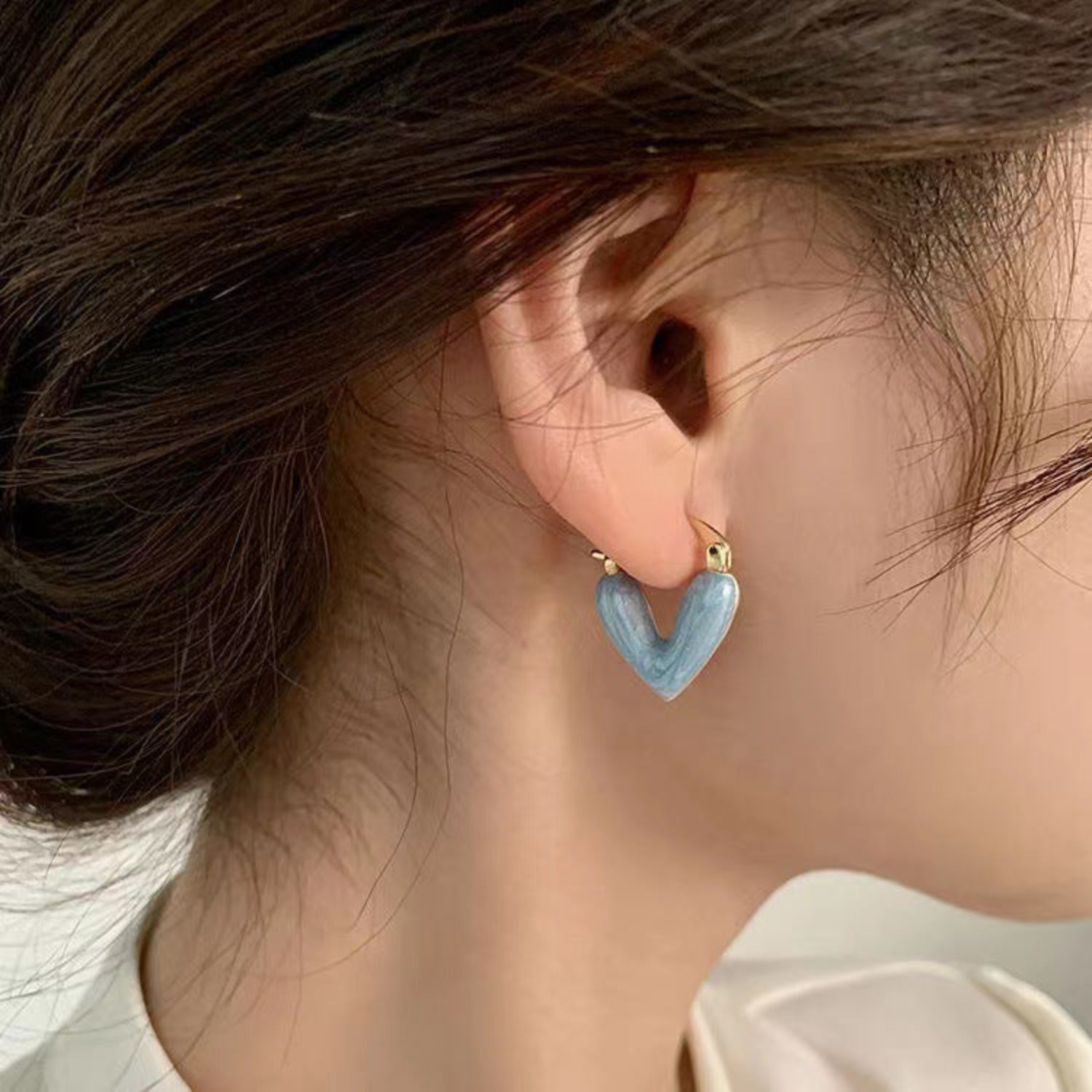 Turquoise Heart Hoop Earrings JLT11727