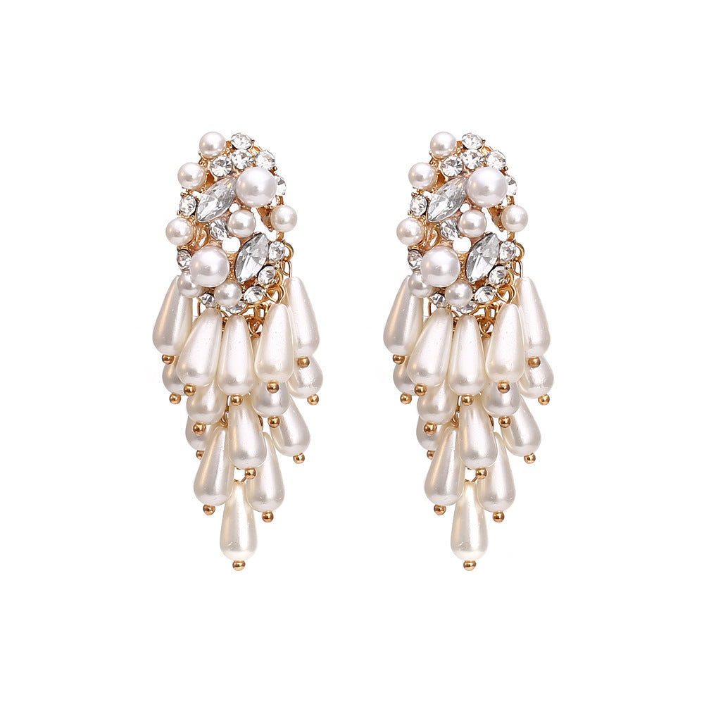 Pearl and Crystal Cascade Pin Earrings JLT12520