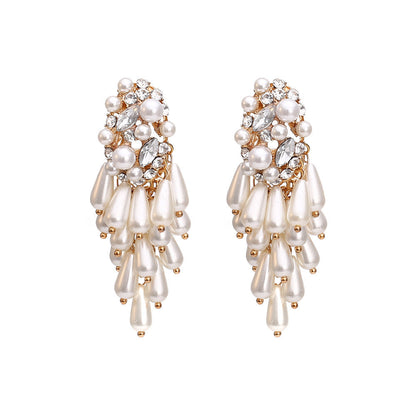 Pearl and Crystal Cascade Pin Earrings JLT12520