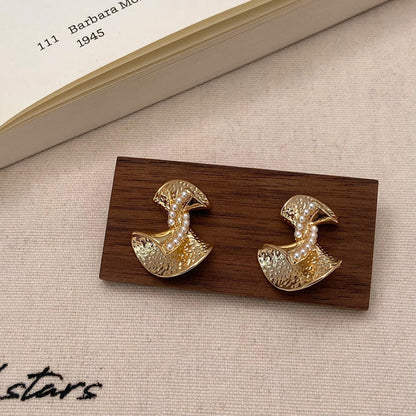 Delicate Pearl Semi Twisted Bow Pin Earrings JLT12703