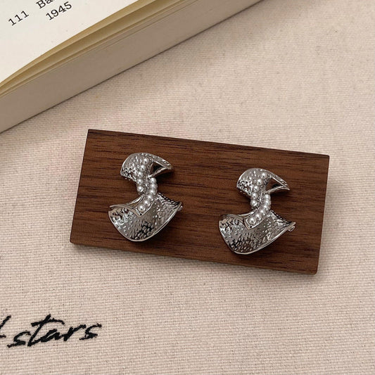 Semi Twisted Silver Stud Earrings JLT12704