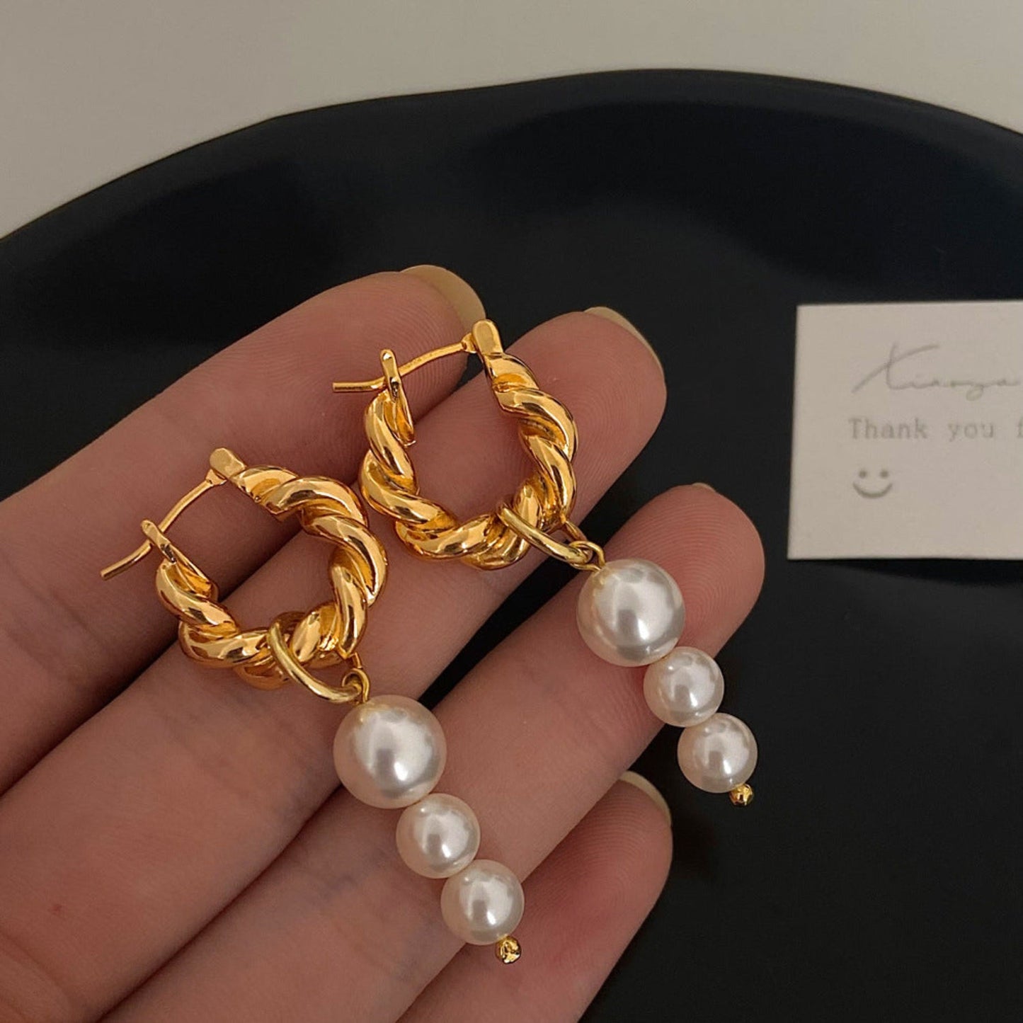 Golden Pearl Drop Earrings JLT12745