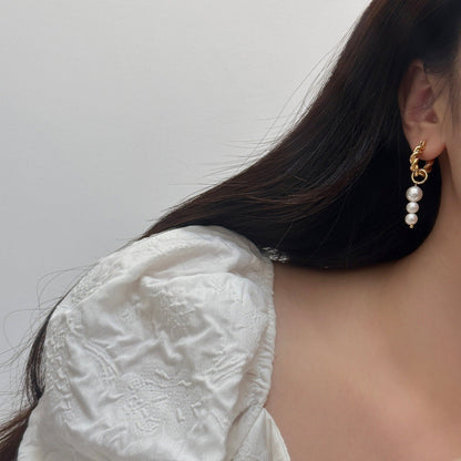 Golden Pearl Drop Earrings JLT12745