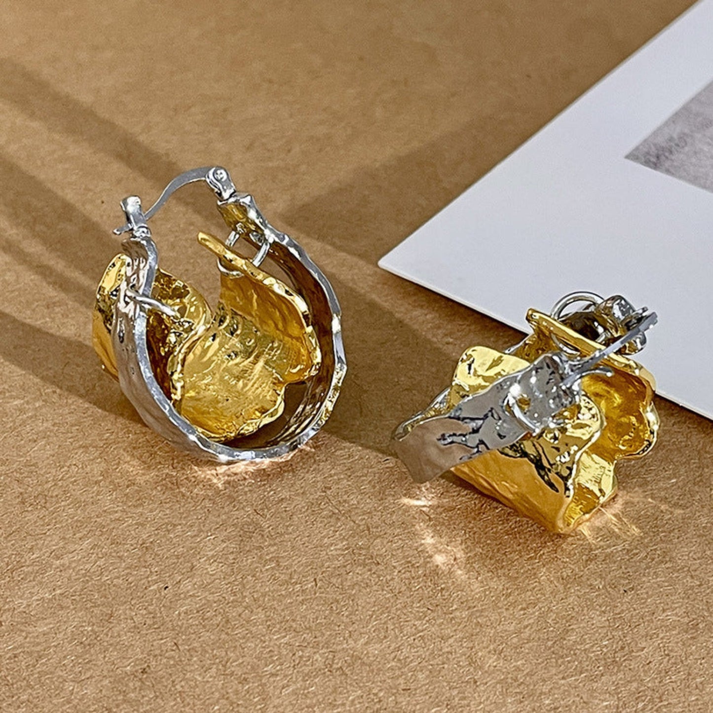 Radiant Dual Tone Hoop Earrings JLT12841