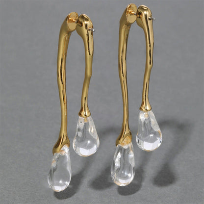 Molten Gold and Crystal Dewdrop Earrings JLT13658