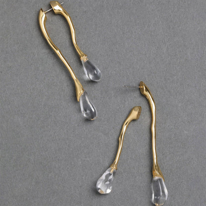 Molten Gold and Crystal Dewdrop Earrings JLT13658