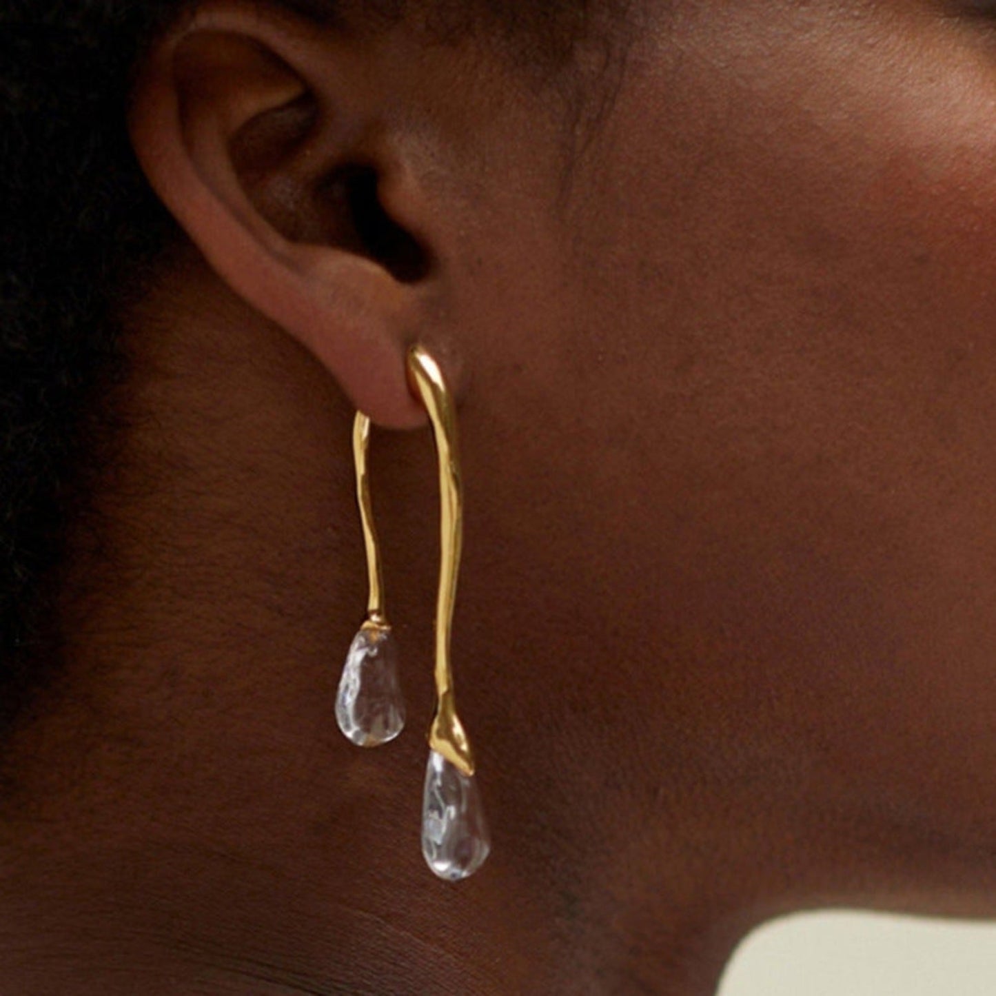 Molten Gold and Crystal Dewdrop Earrings JLT13658
