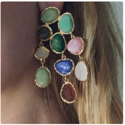 Multi Rhinestone Multicolor Drop Earrings JLT12880