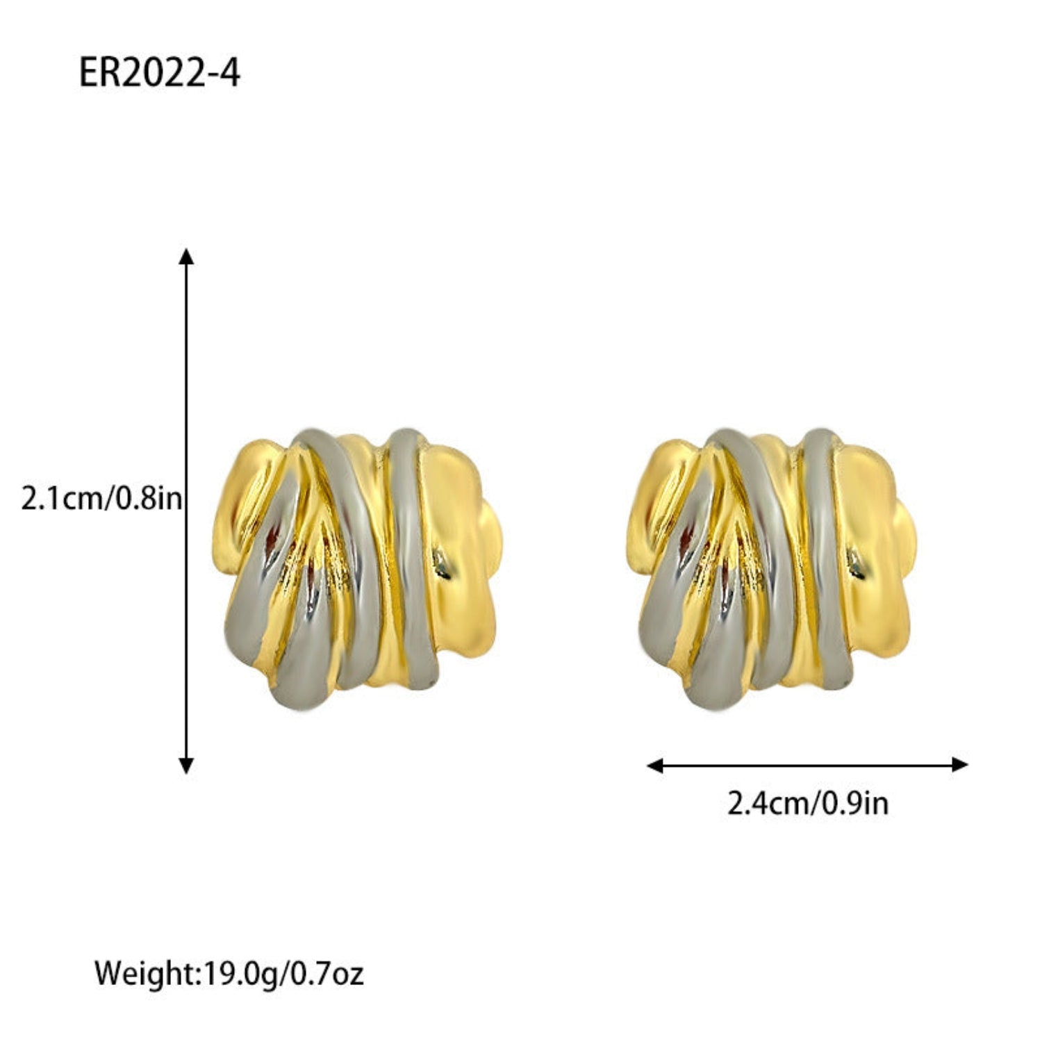 Chunky Dual Tone Stud Earrings JLT12889