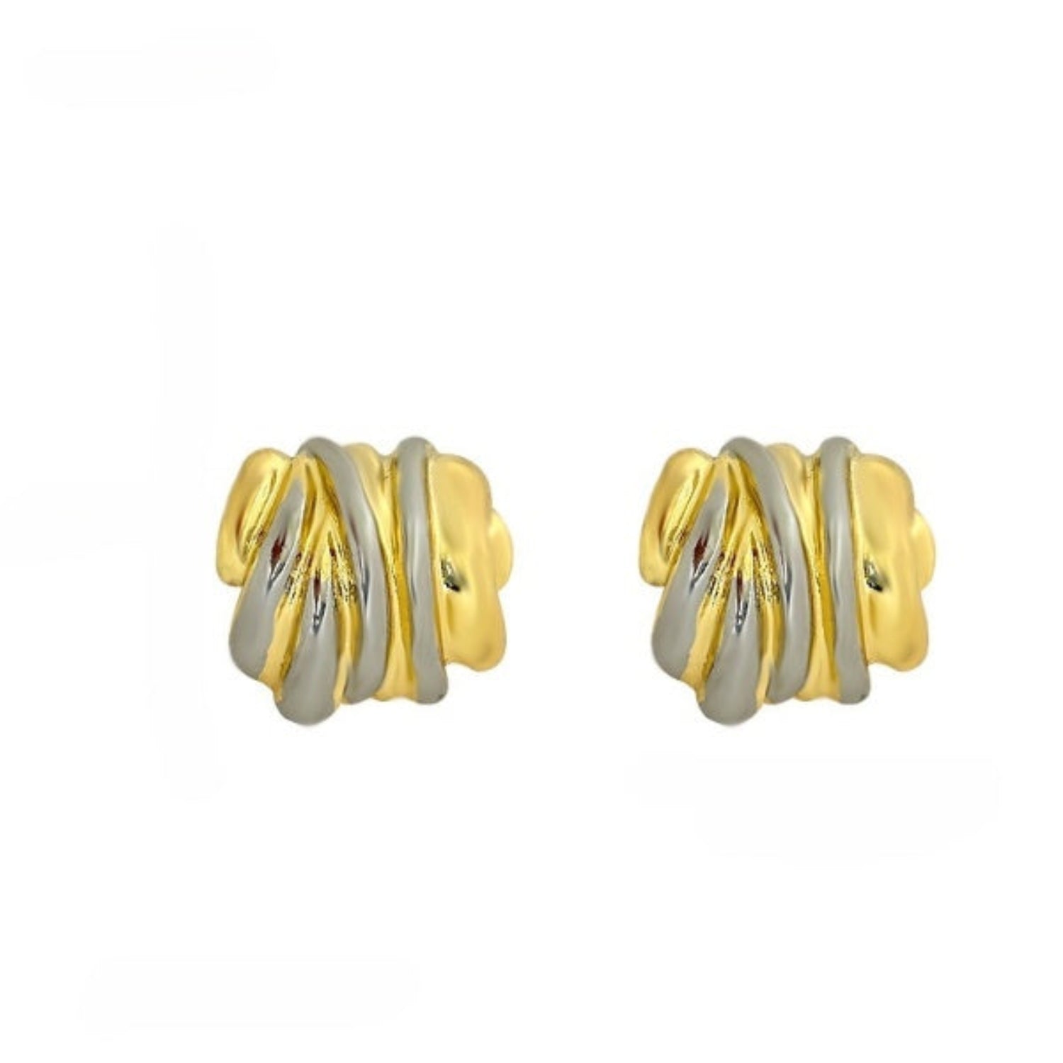 Chunky Dual Tone Stud Earrings JLT12889