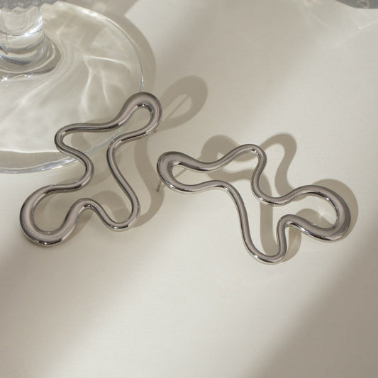 Hollow Silver Statement Earring JLT12916