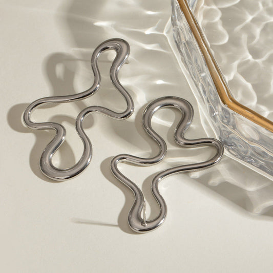 Hollow Silver Statement Earring JLT12916