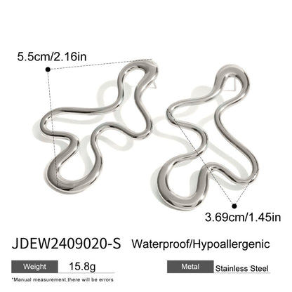 Hollow Silver Statement Earring JLT12916