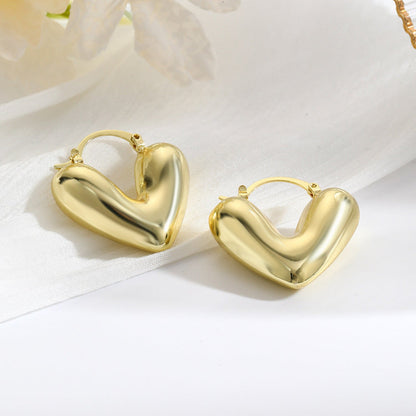Heart Gold Hoop Earring JLT12977