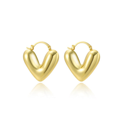 Heart Gold Hoop Earring JLT12977