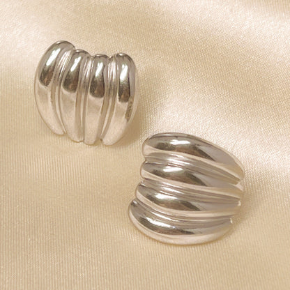 Geometric Style Metal Irregular Hoop Silver Earring JLT12991