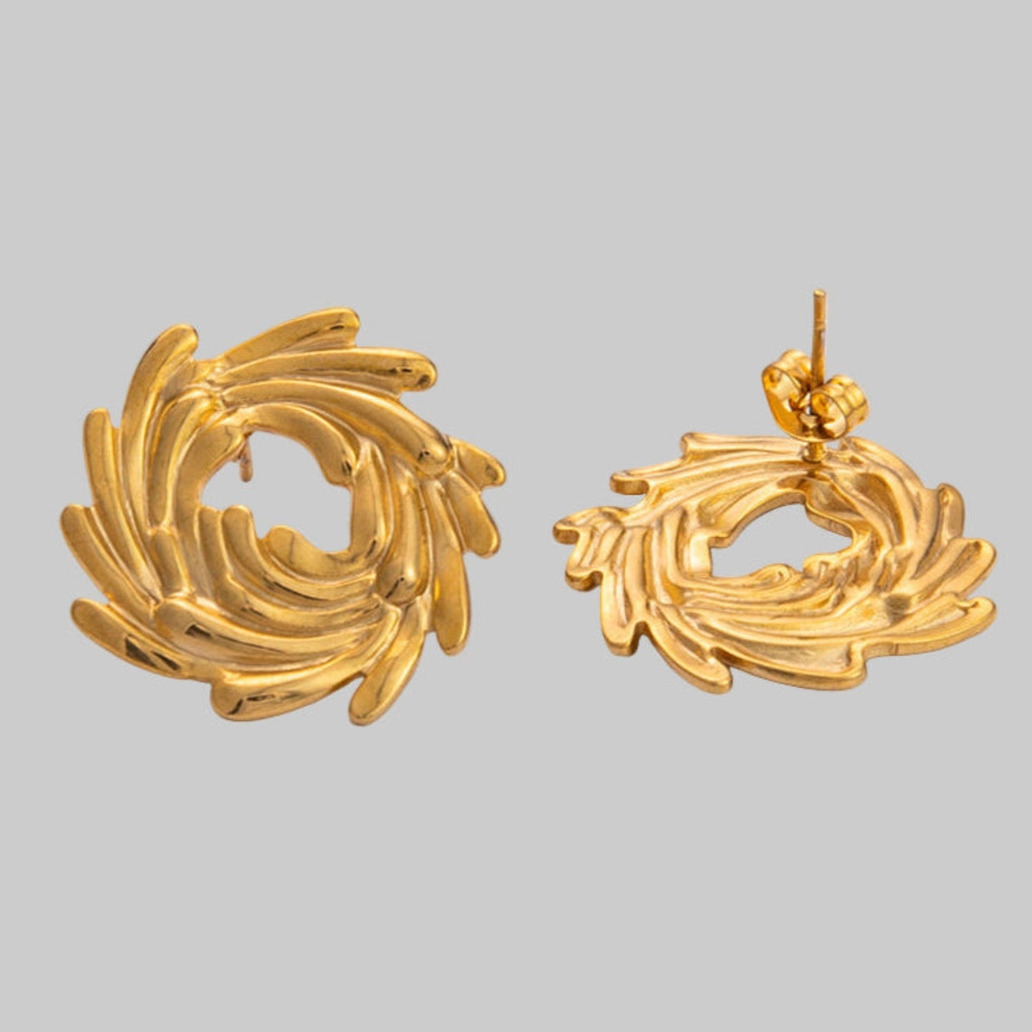 Spiral Golden Pin Earrings JLT12999